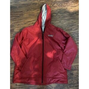 Vintage Nike Housh XL Reversible Jacket Coat Nylon Fleece Hooded Red Red